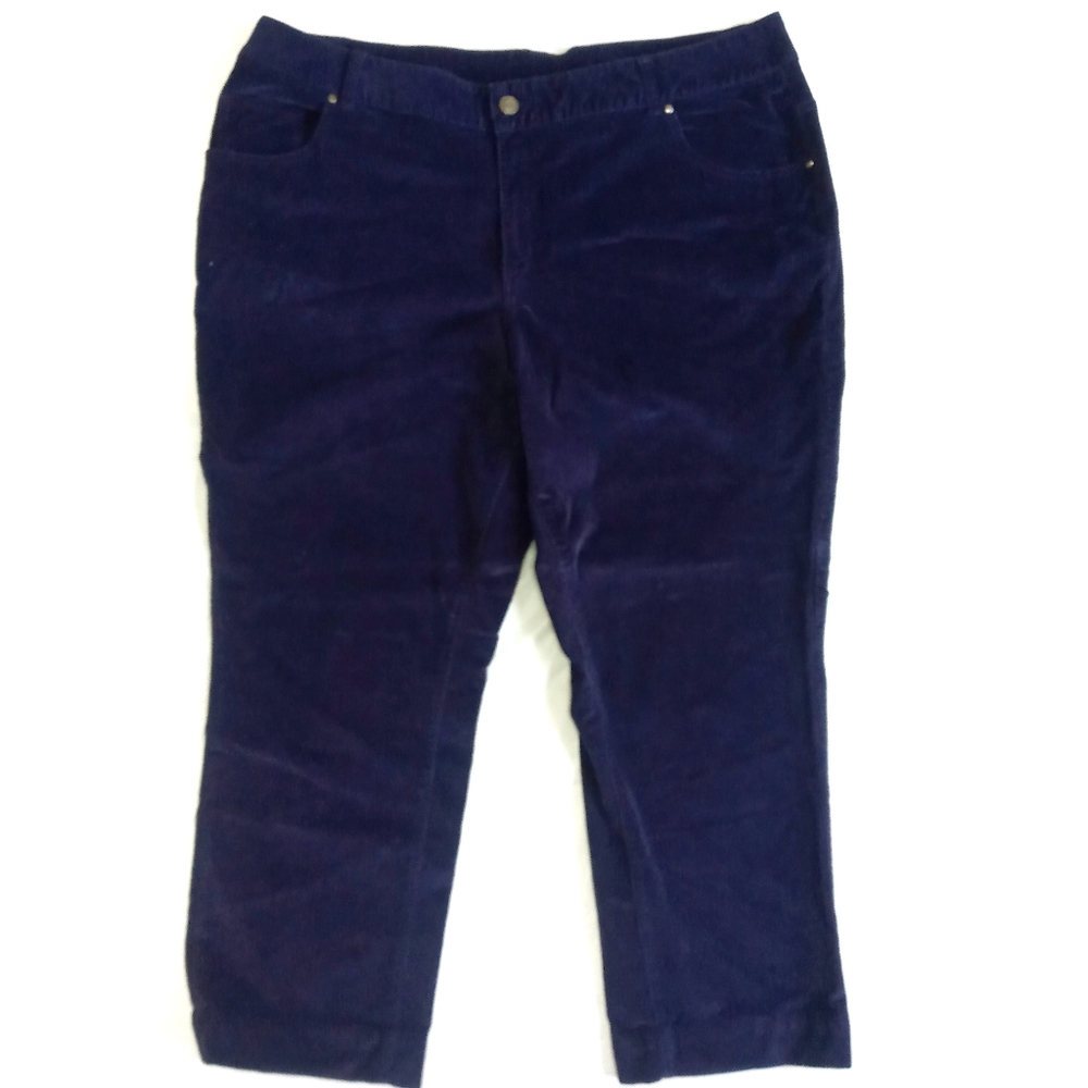 Lane Bryant Purple Velvet Straight Leg Jean Pants